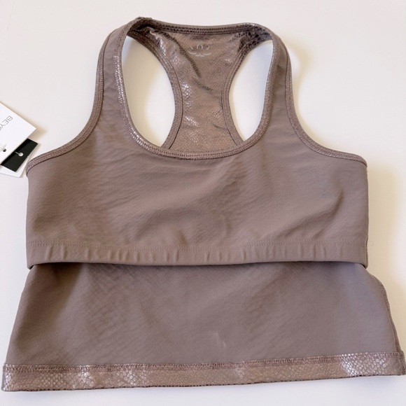 Beyond Yoga Recerback Crop Top Women Size S Athletic Performance Mocha Metallic - Picture 5 of 14